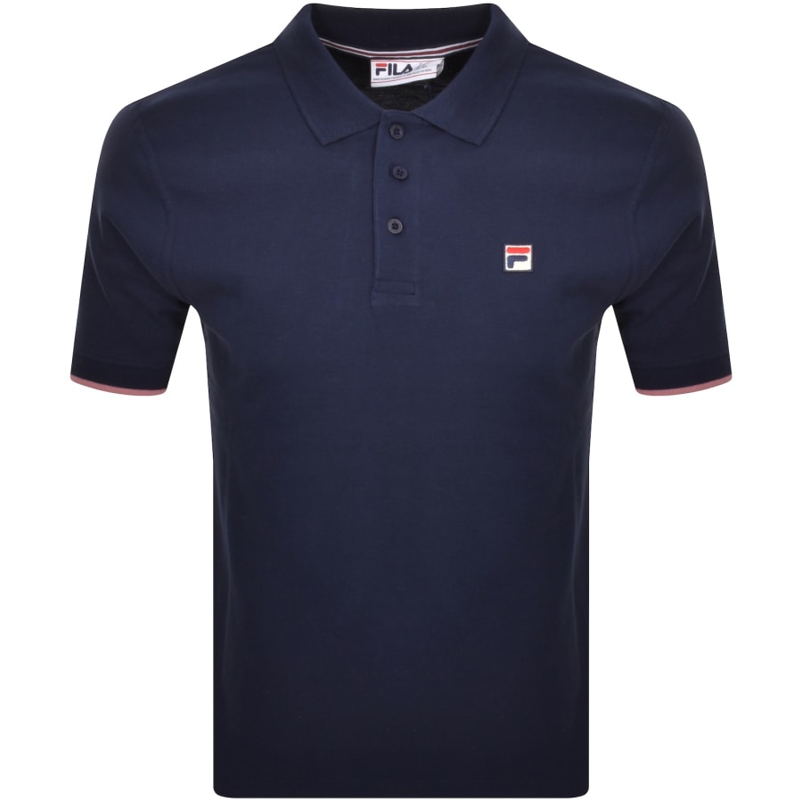 Fila Vintage Tipped Rib Basic Polo T Shirt Navy Mainline Menswear Ireland